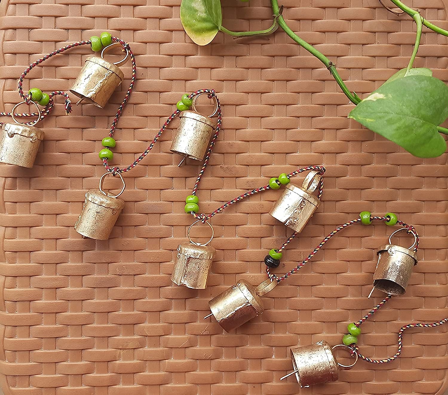 Rustic Vintage bell Hanging string for Home decor Wall Door window decoration, Garden and outdoor- 10 handmade Cowbells Gifting