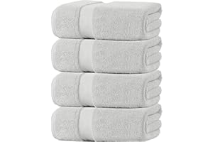 Oakias Premium Quality Silver Bath Towels – 4 Pack – 27 x 54 Inches – Highly Absorbent, 600 GSM Fluffy & Soft Luxury Bath Sheets