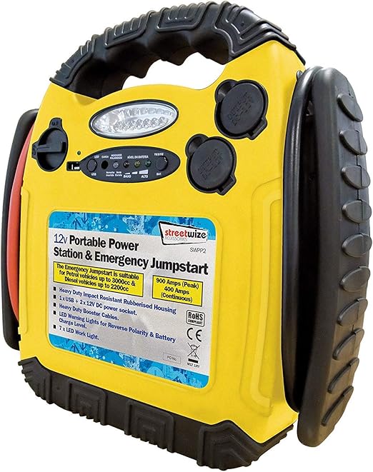 Streetwize SWPP2 Emergency Jump Start 900 Amp Portable Power Pack with