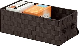 Honey-Can-Do OFC-03699 Double Woven Media Organization Basket with Handles, 16 by 8 by 6-Inch, Espresso Brown