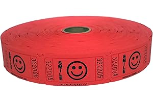 INDIANA TICKET CO. 2,000 Red Smile Tickets, Single Roll – 8 Color Selection – Classroom Rewards, Events, Fundraisers, Door Entry, Raffles, Prizes, Drink/Food Tickets, Party Supplies & More.
