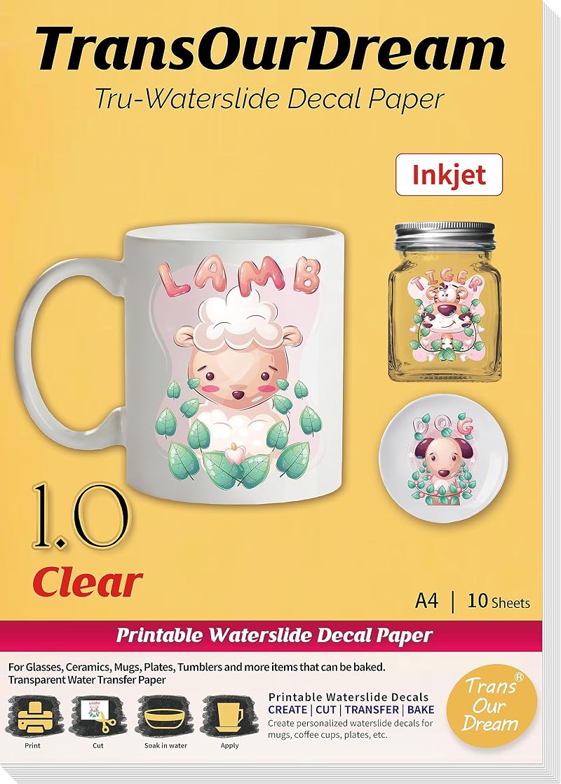 TransOurDream Tru-Waterslide Decal Paper Inkjet Clear 10 Sheets A4