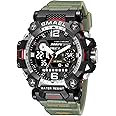 AIMES Mens Watches Sports Outdoor Waterproof Military Watch for Men Tactical Watch Analog Digital Date Alarm Stopwatch Multi-Function Tactics Big Face Wristwatch for Men