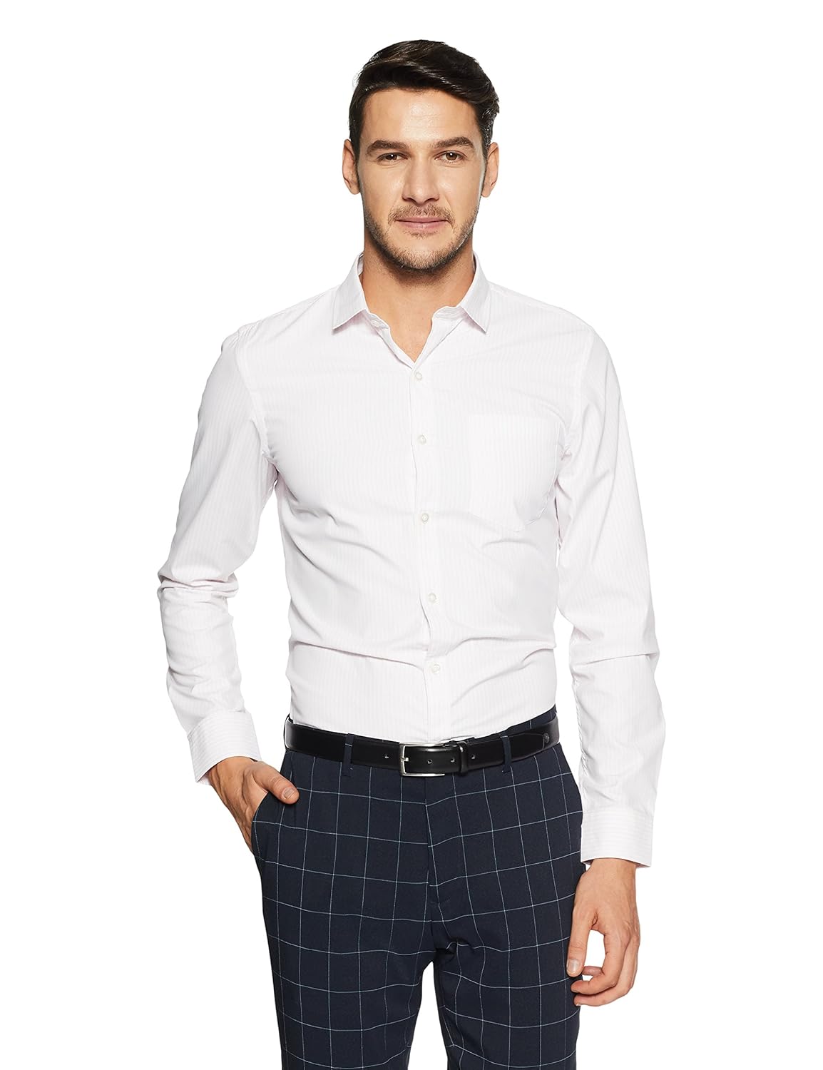 ex by excalibur men's solid regular fit formal shirt