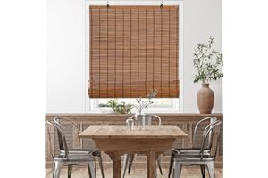 Chryeiiu Cordless Bamboo Roman Shades Bamboo Blinds Roll Up Light Filtering Roller Window Curtains for Interior Home Patio Porch Brown 24''W X 72''L