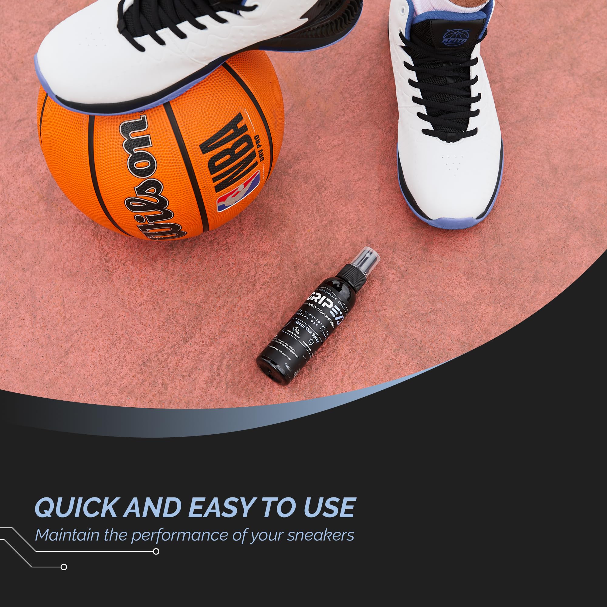 2 in 1 Sports Shoe Grip Spray, Provides Traction and Rejuvenates Soles. Multipurpose Grip Spray for Improving Basketball Shoe Grip. Anti Slip & Performance Enhancer