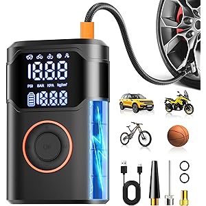 Tire Inflator Portable Air Compressor-150PSI Cordless Tire Air Pump, 5X Faster with Digital Gauge, A...
