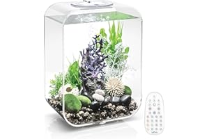 biOrb Life 15 Acrylic 4-Gallon Aquarium with Multi-Color Remote-Controlled LED Lights Modern Compact Tank for Tabletop or Desktop Display, Transparent
