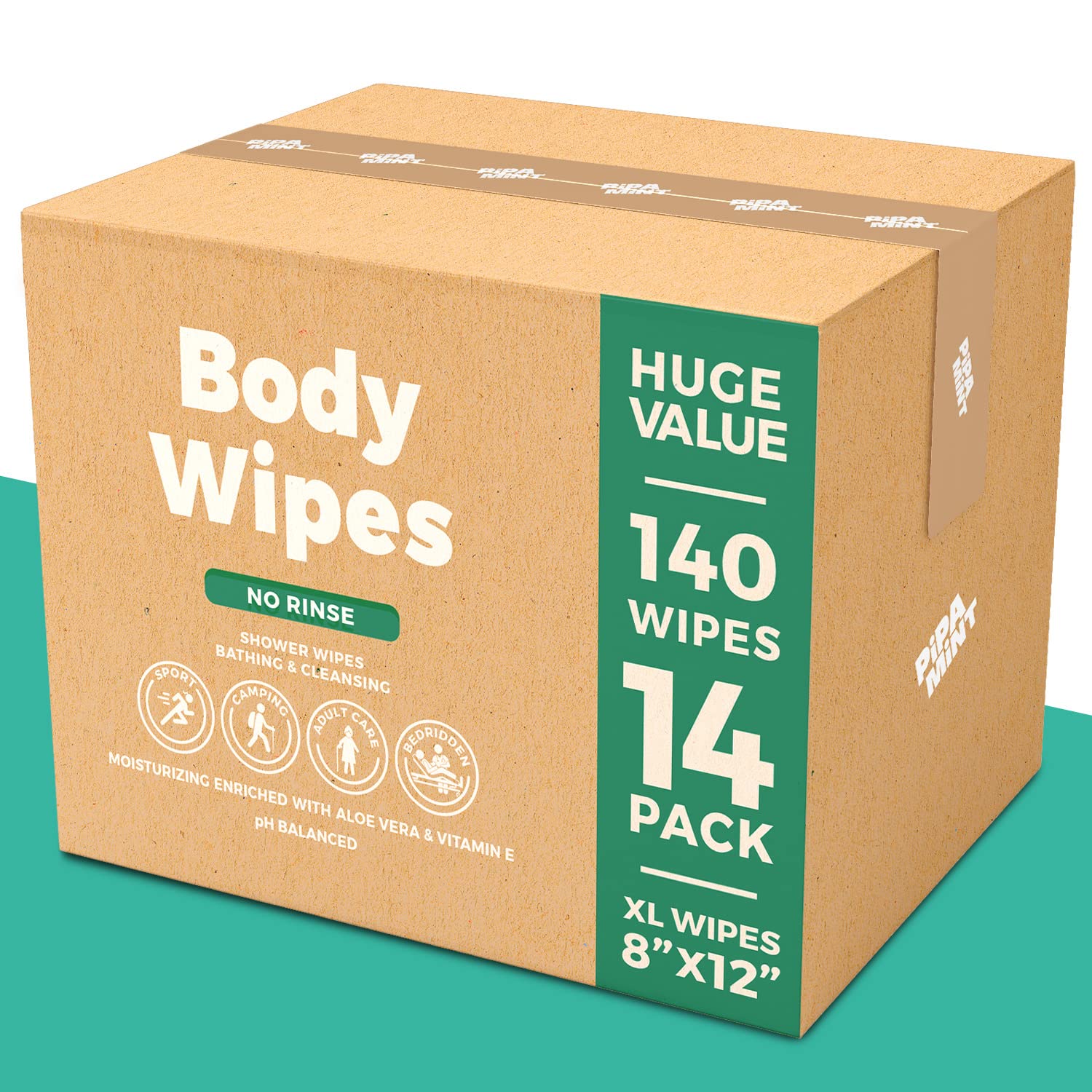 Body Wipes - (14 Pack) - 140 XL Bath Wipes for Adults No Rinse, Adult Wipe for Elderly - Body & Face Gentle Skin Cleansing, Shower Wipe Bathing for Travel, Elderly, Car, Gym, Camping (8x12 Inch)