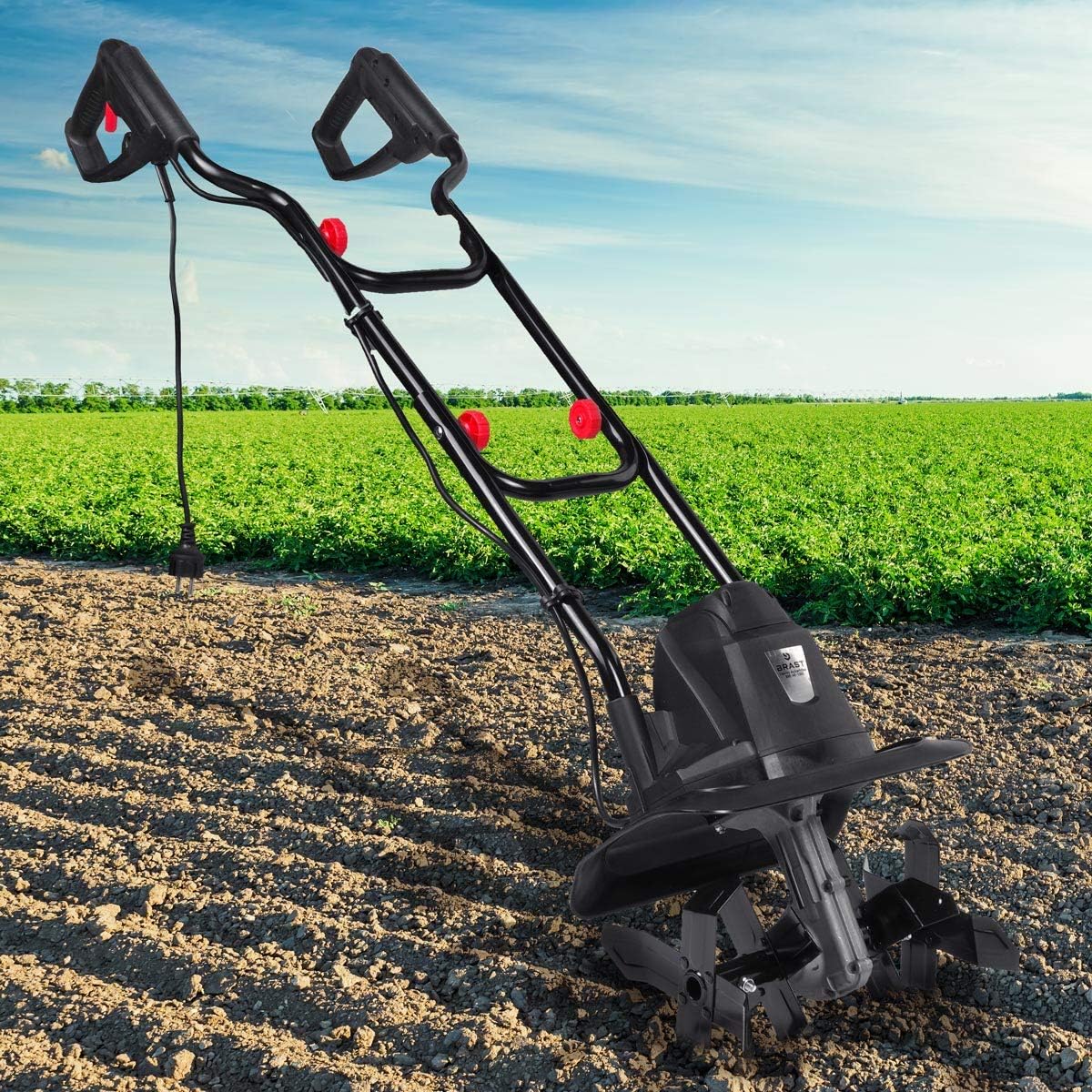 BRAST elektrische Motorhacke 1050 Watt 32cm Arbeitsbreite 16 Hackmesser Ackerfräse Kultivator Gartenfräse Elektro Hacke