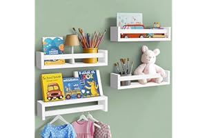 Joyooss Wall Bookshelf for Kids Set of 4 Wall-White Floating Nursery Book Shelves for Wall Toddler Bookshelf Baby-Floating Book Shelves for Wall, Ideal for Nursery Decor, Baby Room Decor, Toy Storage