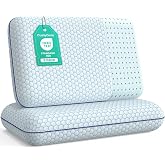 CushyOasis Bed Pillows for Sleeping 2PCS, Memory Foam, Standard Size, Blue | For Side, Back, Stomach Sleepers, Supportive Neck Pillow, Breathable Cover, Ergonomic Support, Machine Washable, 25"x16.2"