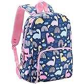 Kids Backpack Girls, ChaseChic Lightweight Toddler Backpack with Security Reflective Strips, Cute School Bag with Bottler Holder for Kindergarten Preschool, Pink Dinosaur