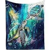 CaomeiWu Sea Turtle Throw Blanket, 50" x 40" Flannel Cute Sea Turtles Themed Colorful Throw, Soft Lap Nap Throw Blanket for Home Boys Girls Women Sea Turtle Lovers Gifts