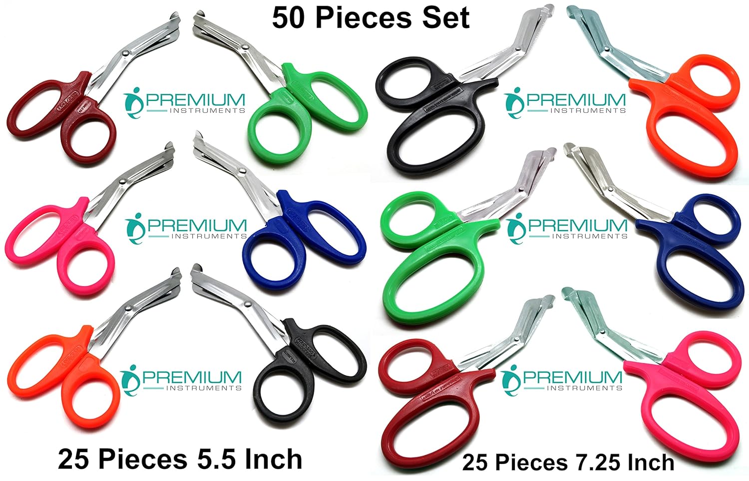 50 Pcs EMT Utility Scissors 5.5" & 7.25" Medical Paramedic Shears First Aid Nurse