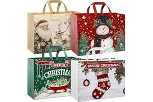 STYPOP 12 Pack 17" Extra Large Christmas Gift Bags, Reusable Non-Woven Christmas Tote Bags with Handles, Perfect for Gift Wrap/Party Favor Supplies, 16.9 * 12.6 * 6.8"