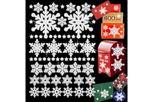 BESTUS Snowflake Stickers Large Real Glitter White Christmas Stickers for Envelopes Snowflake Stickers for Crafts Christmas Card Stickers for Envelopes White Snowflakes Stickers Happy Holiday Stickers