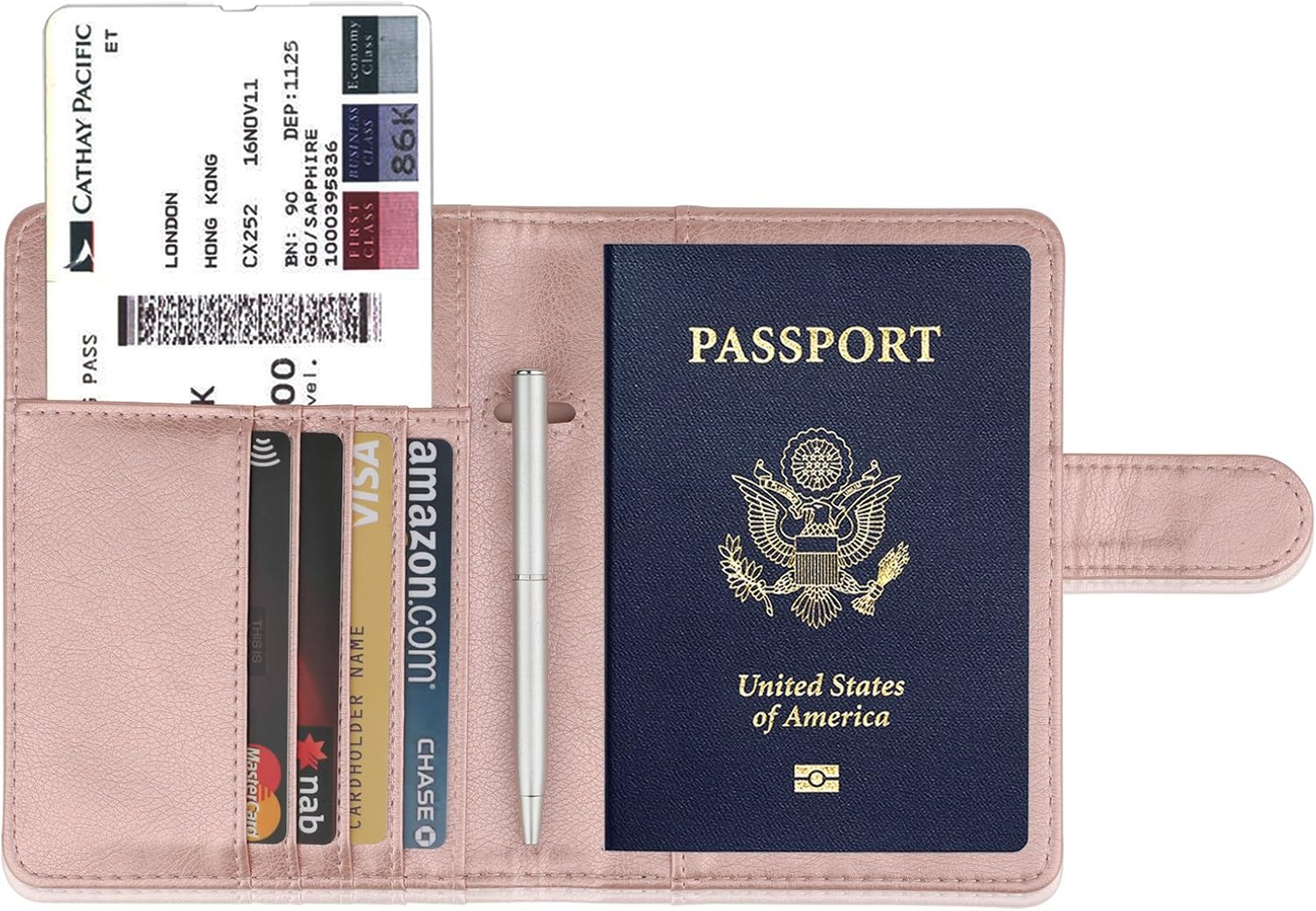 GDTK Leather Passport Holder Cover Case RFID Blocking Travel Wallet (Rose Gold): Clothing