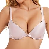 sheroine Women's Push Up Padded Underwire Bra T-Shirt Smooth Plunge Deep V Bras Lift Up Add One Cup
