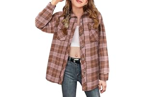 YOKLASS Girls Plaid Button Down Shirts Western Shirts Kids Long Sleeve Casual Collared Blouses 3-14Y