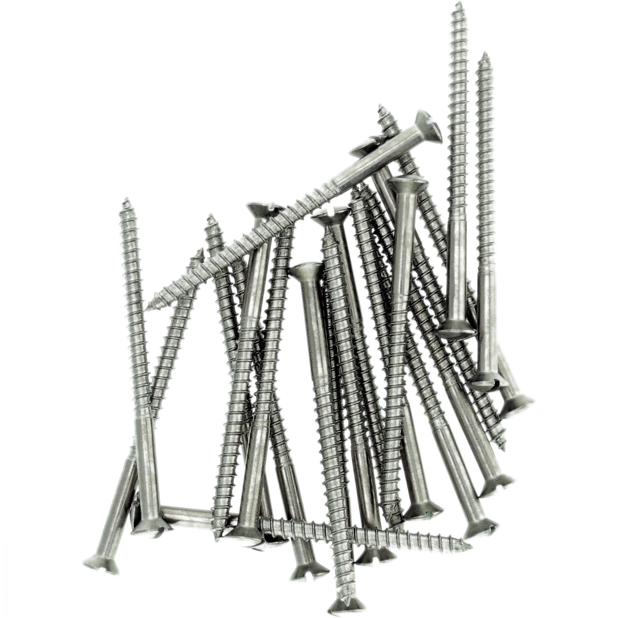 No.4 x 0.48 (3.0mm x 12mm) Slot Raised Countersunk Wood Screw - Stainless Steel (A2) (Pack of 20)