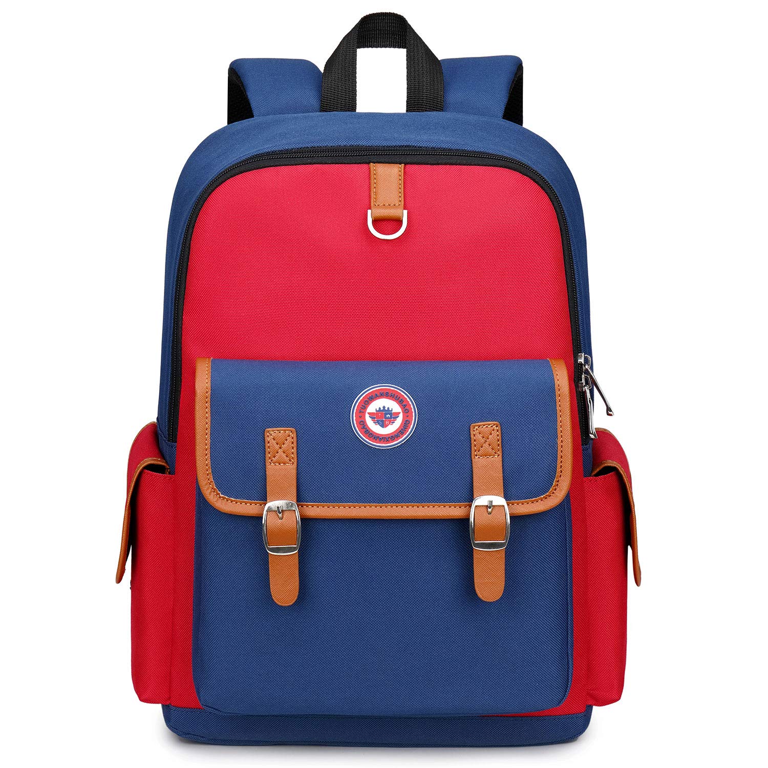Kids Backpack Preschool Kindergarten Primary School Book Bag for Boys Girls (Red-Blue, Large)