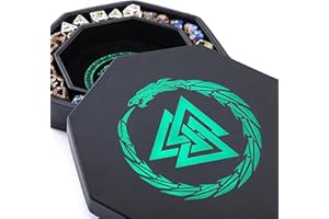 Soar Forge Dice Tray for DND and RPG - Beautiful Green Valknut and Dragon 8 Inch Rolling Tray Compatible with Dungeons and Dragons and Tabletop RPGs - Box Storage to Protect Dice