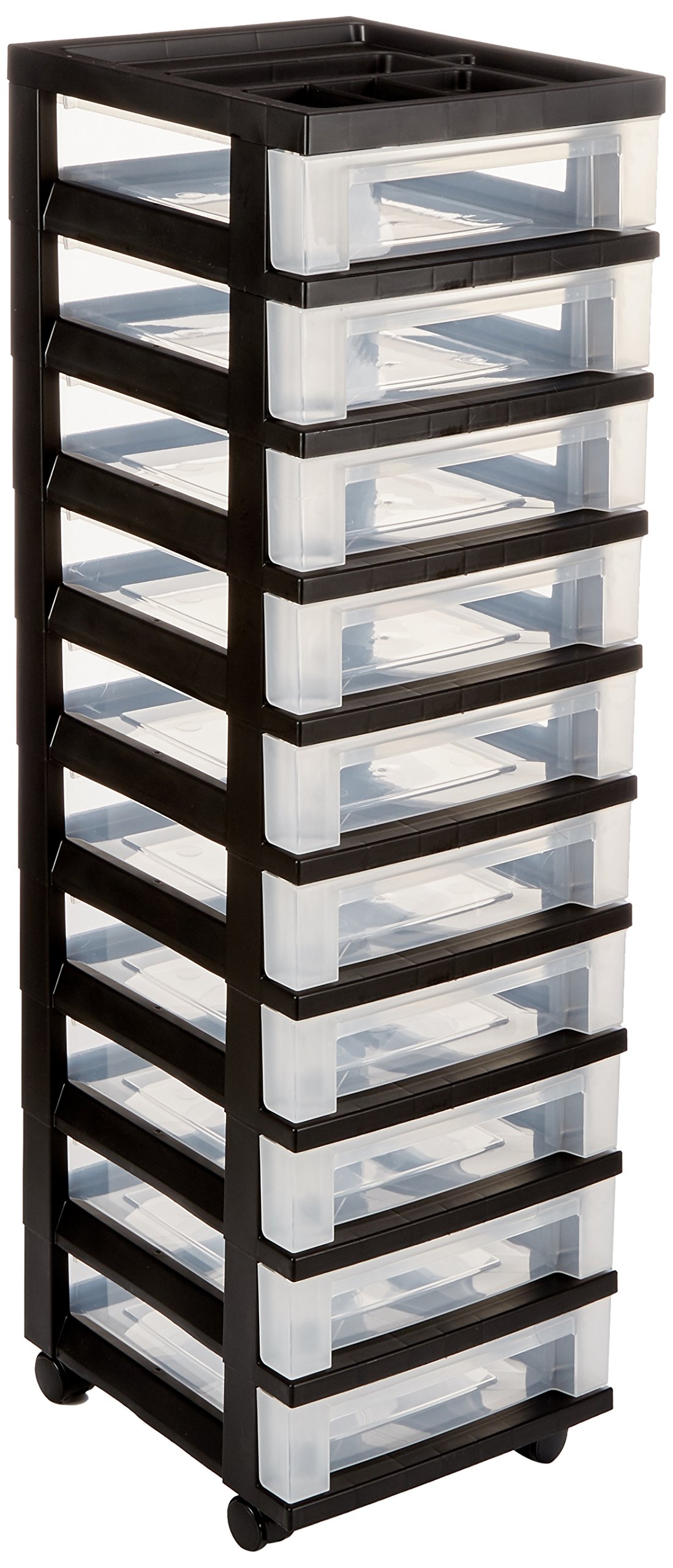 Galleon IRIS 10Drawer Storage Cart With Organizer Top, Black