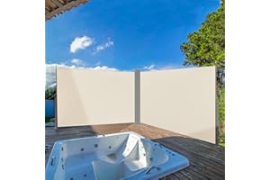 ZLINKE Retractable Side Awning,Waterproof & UV-Resistant,Folding Privacy Screen Room Divider Roll Up Balcony (Beige, 276″x 71″)