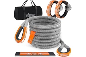 VOETIR 1-1/8'' x 30ft Kinetic Recovery Rope, 40980lbs Tow Strap Heavy Duty with 2 Soft Shackles, Offroad Recovery Kit Towing Strap for Trucks, Jeep, Vehicle, UTV, ATV, SUV
