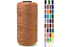 Tsuisho 1.5mm x 219 Yards Polyester String Cord for Knitting and Crochet, 100% Polypropylene Macrame Cord for Hats, Bags, Purses, Shoes, Plant Hangers, DIY Crafts - Copper