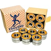 Naivskb Skate Bearings 8mm 16 Pack, Precision 608 Bearings Quad Inline Skates Roller Derby Skateboard Longboard Scooter(Vintage Orange)