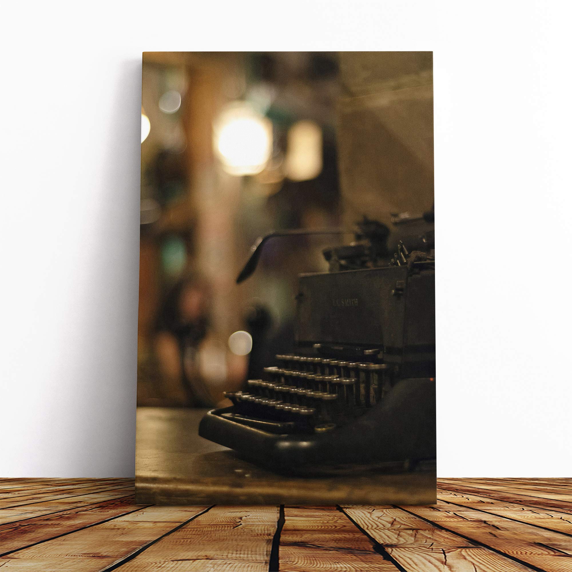 Antique Typewriter (1) Canvas Print | Gallery Wrapped 30mm Frame Wall Art | 20x14 inches | Ready to Hang | Retro Picture | Living Room Bedroom Lounge Office