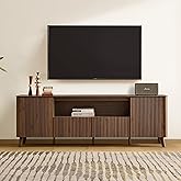CHITA TV Stands for Living Room, Mid Century Modern TV Stand for 80 inch TV with Storage, Drawers, Adjustable Shelves, Walnut