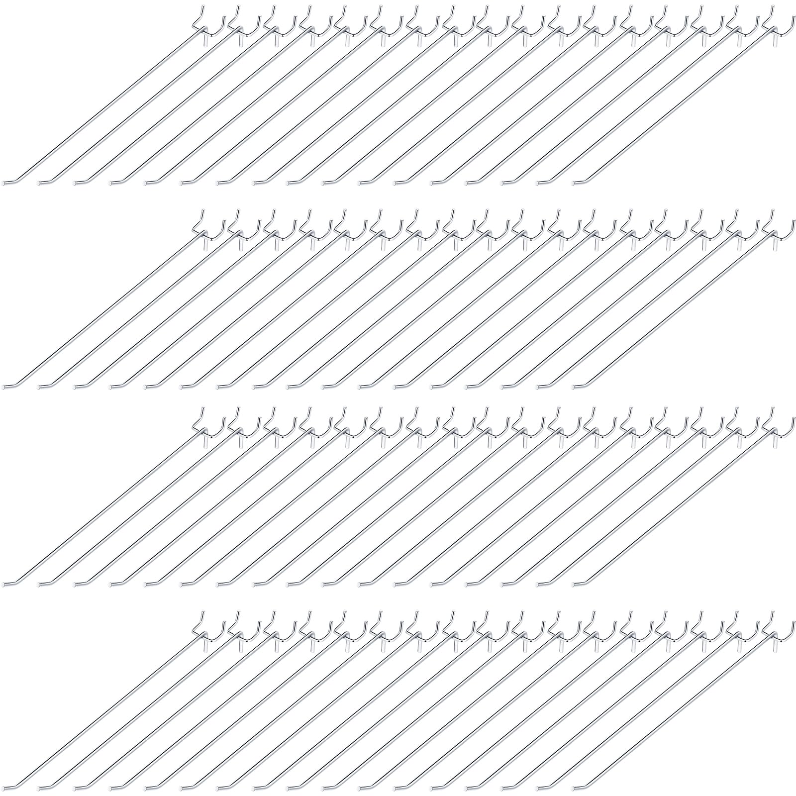 Photo 1 of Shimeyao 100 Pcs Peg Board Shelving Hooks Stainless Steel Hanging Board Pegs Wall Display Hooks Bulk for 1/8 1/4 Garage Storage Organizer Accessories(12 Inch,Silver)