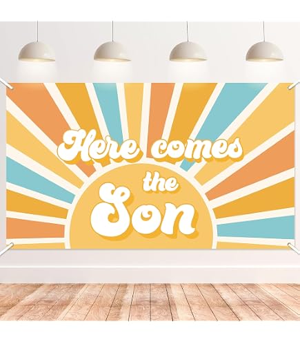 Here Comes The Son Baby-Shower-Banner – Fertig Montiert, Sonnig & Festlich