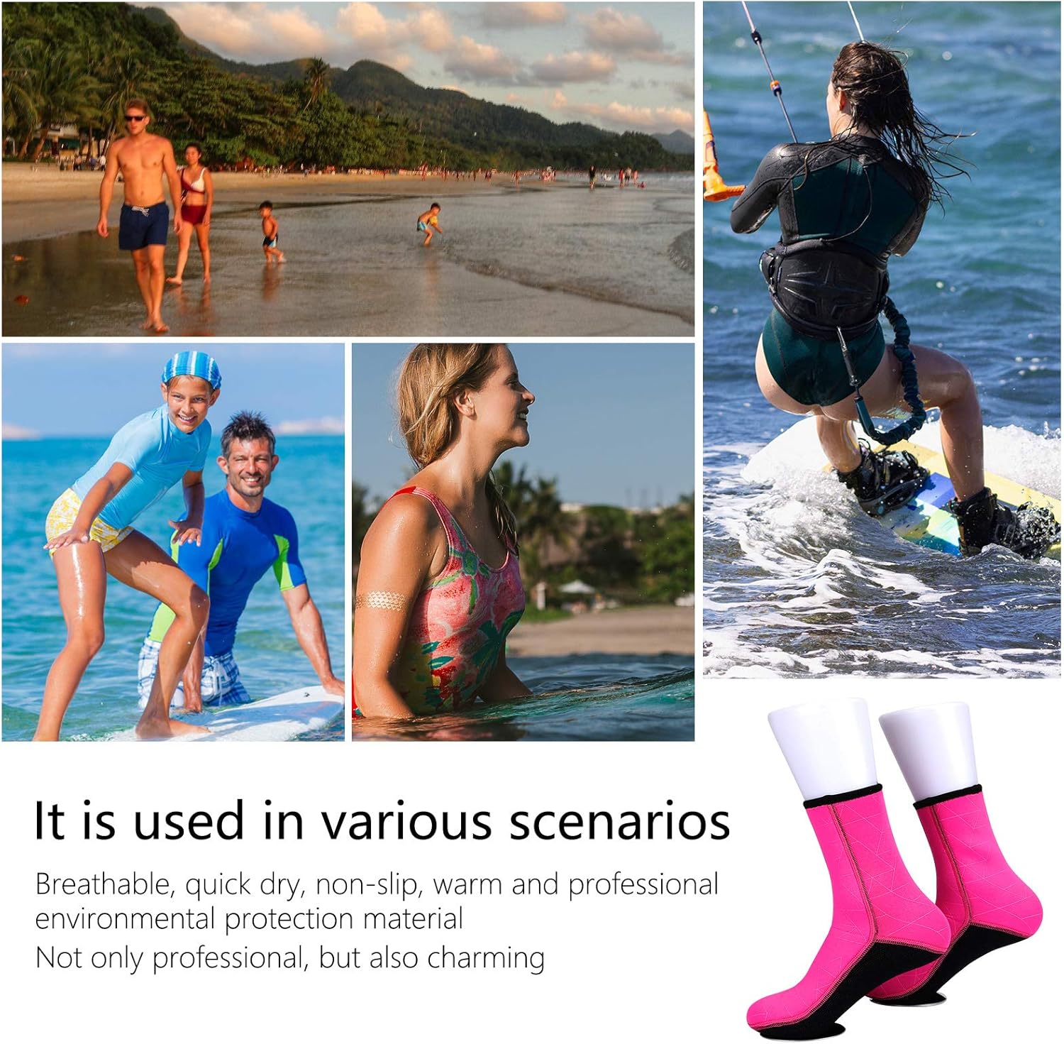 YNFC Diving Socks Neoprene Socks Beach Booties Shoes 3mm Anti-Slip Wetsuit Boots Ultra Premium Water Fin Swim Socks for Beach Swim Boarding Kiteboarding and Water Sports : Sports & Outdoors