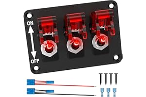 RVBOATPAT 5 in 1 Ignition Switch Panel Race Toggle Switch Panel DC 12V 30A Racing Switch Panel Push Start Ignition Kit for Ca