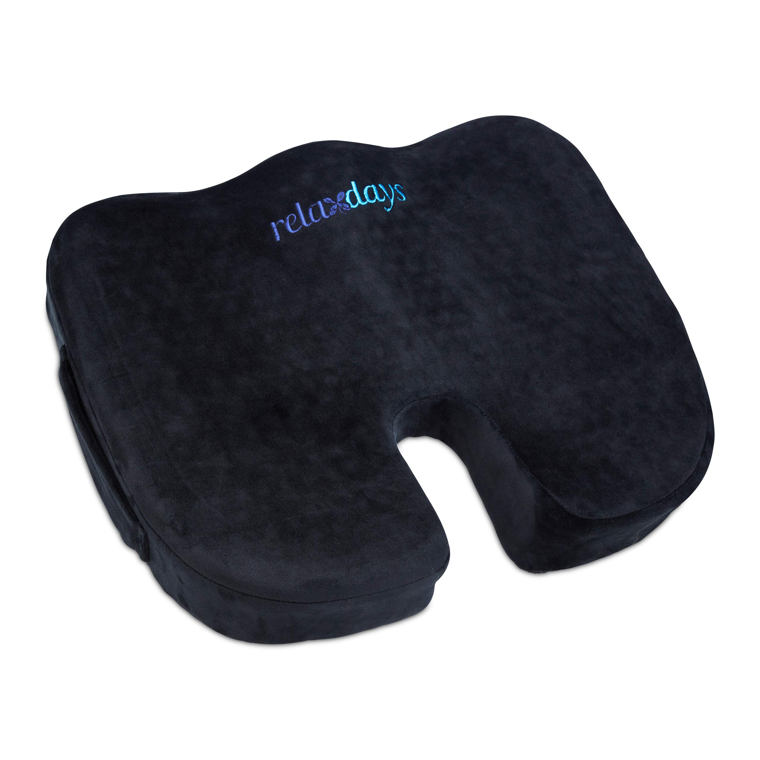 Relaxdays Ergonimic Seat Cushion, Memory Foam with Gel, Office, Car, Wheelchair, Pressure-relieving, Black