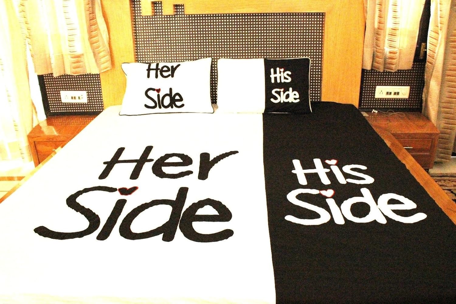 His Side Printed Double Bed Sheet 