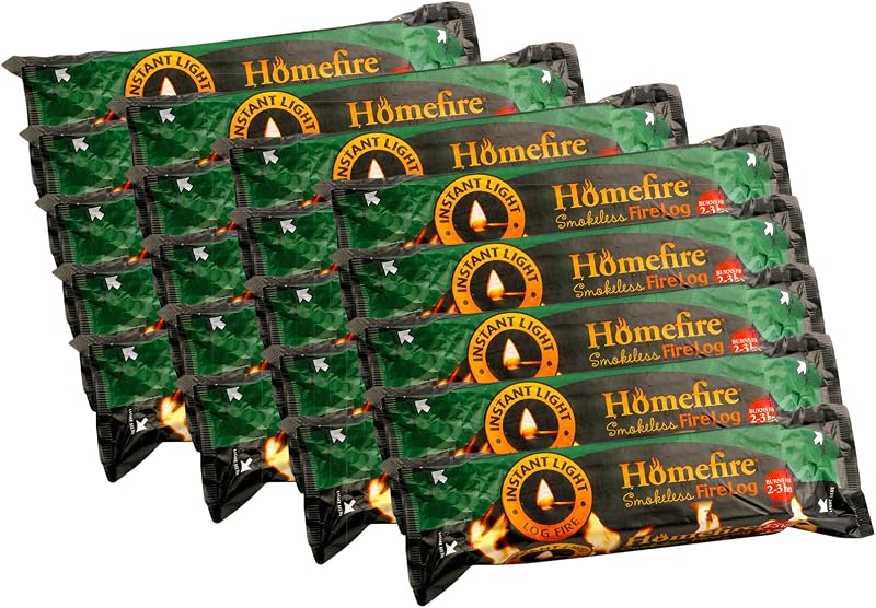 Homefire Odourless Wood Fire Logs Pack of 20 Stick Form Burns 2-3 Hours Each
