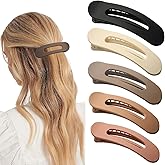 5 Pcs Flat Hair Clips, Large Lay Flat Claw Clips for Women Girls,Strong Hold Non-slip Matte Hair Claws for Thick Thin Hair(Black&Pink)