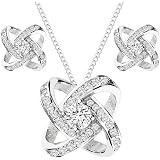 Schmuckset 45cm Kette Zirkonia Anhänger Oval Mit Ohrstecker | Materia