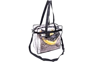 VINYLPAC Stadium Approved Vinyl Clear Bag 12x12x6" Transparent Tote with Double Zipper, Adjustable Removable Shoulder Strap