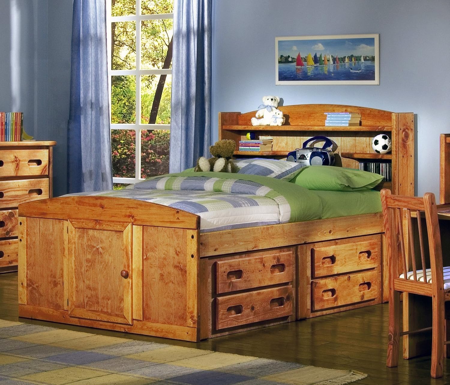 Rustic Classics Pine Double Captains Bed In Amber Wash With Under