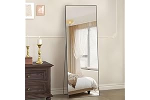 KOCUUY Black Full Length Mirror, 64”x21” Floor Length Mirror, Rectangular Full Body Mirror Bedroom, Floor Mirror Living Room,