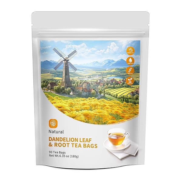 DANDELION LEAF & ROOT TEA BAGS WITH 90 COUNT – SUPPORTS KIDNEY & LUNG FUNCTION, HEALTHY HERBAL TEA – CAFFEINE FREE.