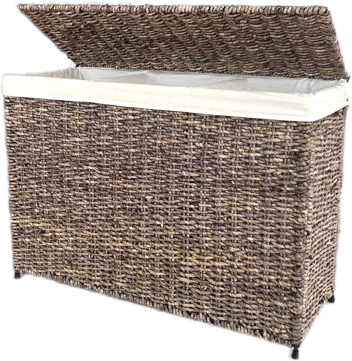 Woven Maize 3-Section Lined Hamper