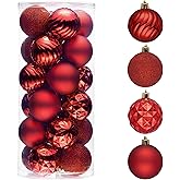 Valery Madelyn Christmas Tree Decorations Ornament Set Decor, 24ct 2.36 Inches Red Shatterproof Christmas Ball Ornaments Hanging Xmas Holiday Party Decor