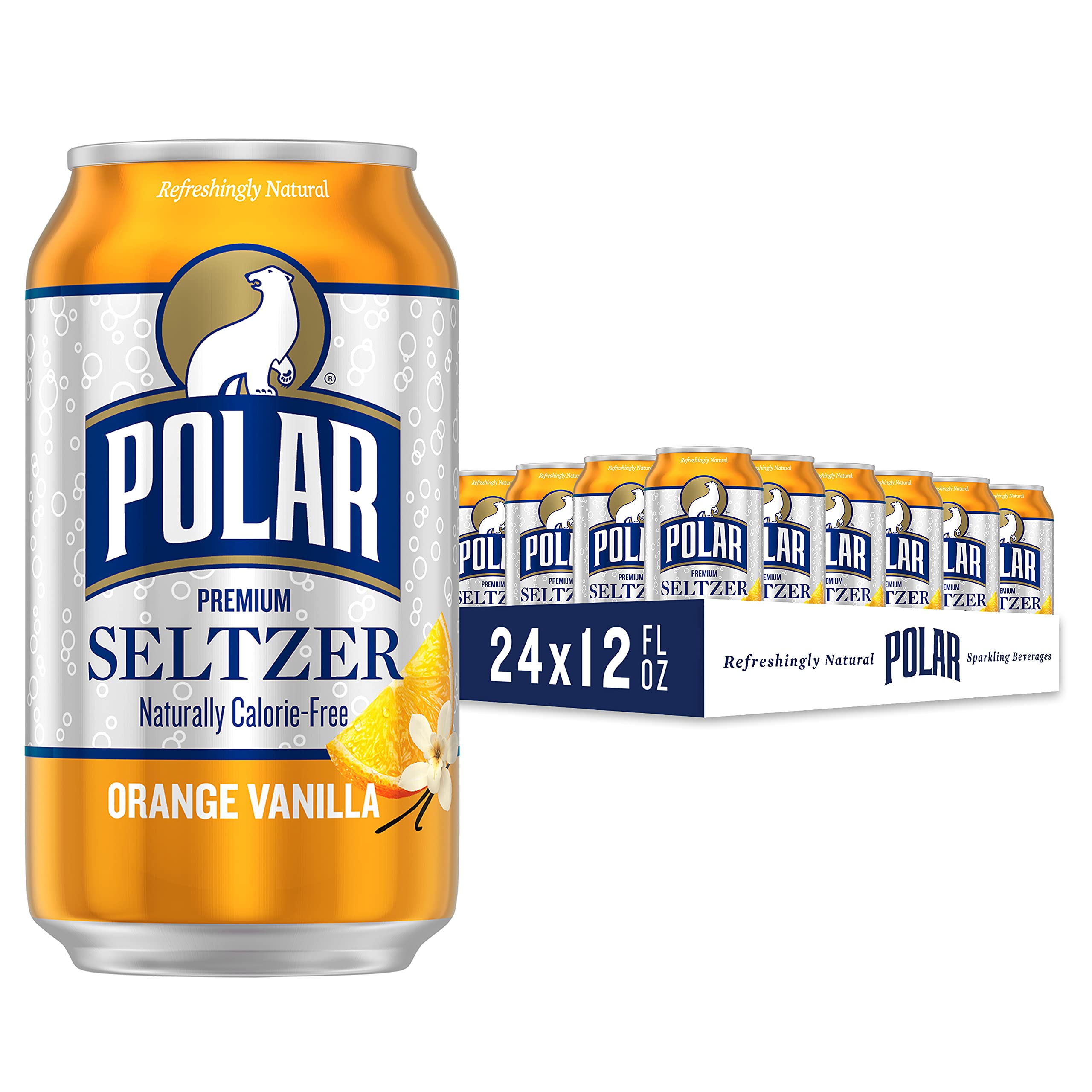 Mua Polar Seltzer Water Orange Vanilla, 12 fl oz cans, 24 pack trên